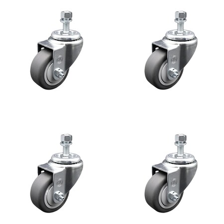 Service Caster 3 Inch SS Thermoplastic Rubber Wheel Swivel 1/2 Inch Threaded Stem Caster Set SCC SCC-SSTS20S314-TPRB-M1015-4